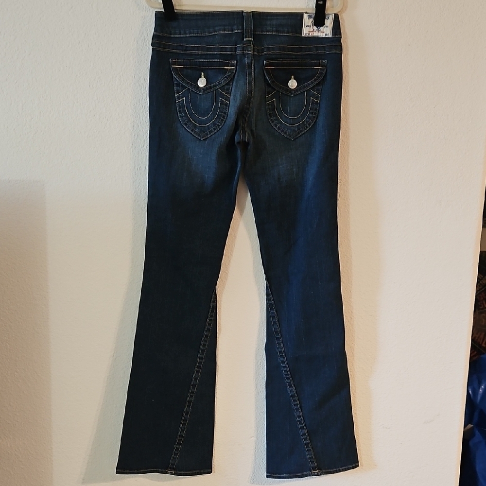 True Religion Distressed Dark Blue Iconic Joey Jeans - Picture 5 of 6